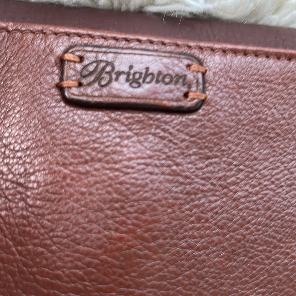 Brighton Two-tone Brown Pebbled Leather Monochromatic Bag Purse Wallet Wristlet - Picture 4 of 13